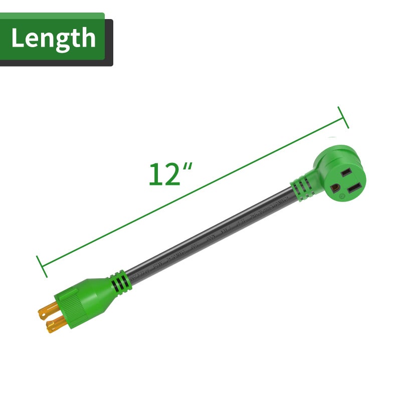 RVGUARD Welder Adapter, Generator 4 Prong 30 Amp to Welder 50 Amp Adapter, NEMA L14-30P to 6-50R Welding Adapter, 12 Inch, Green - Image 3